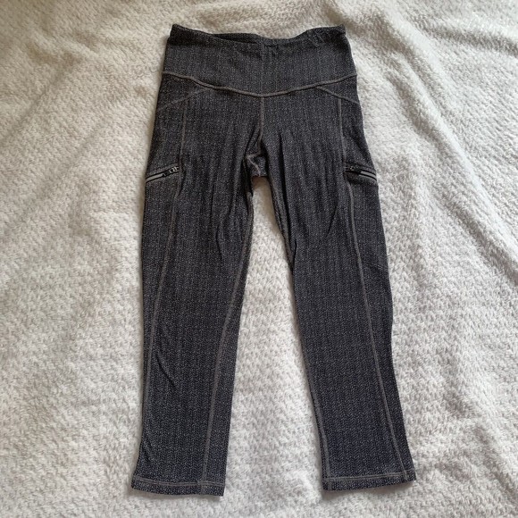 Athleta Zipper Pocket Crop Leggings Gray XS - Picture 1 of 6